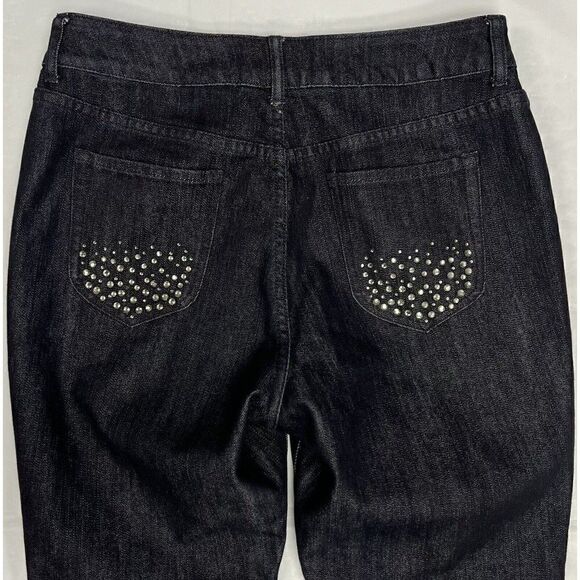 Chico's Platinum Charm Dark Wash Rhinestone Embellished Jeans Size 1.5 Regular - Picture 9 of 14